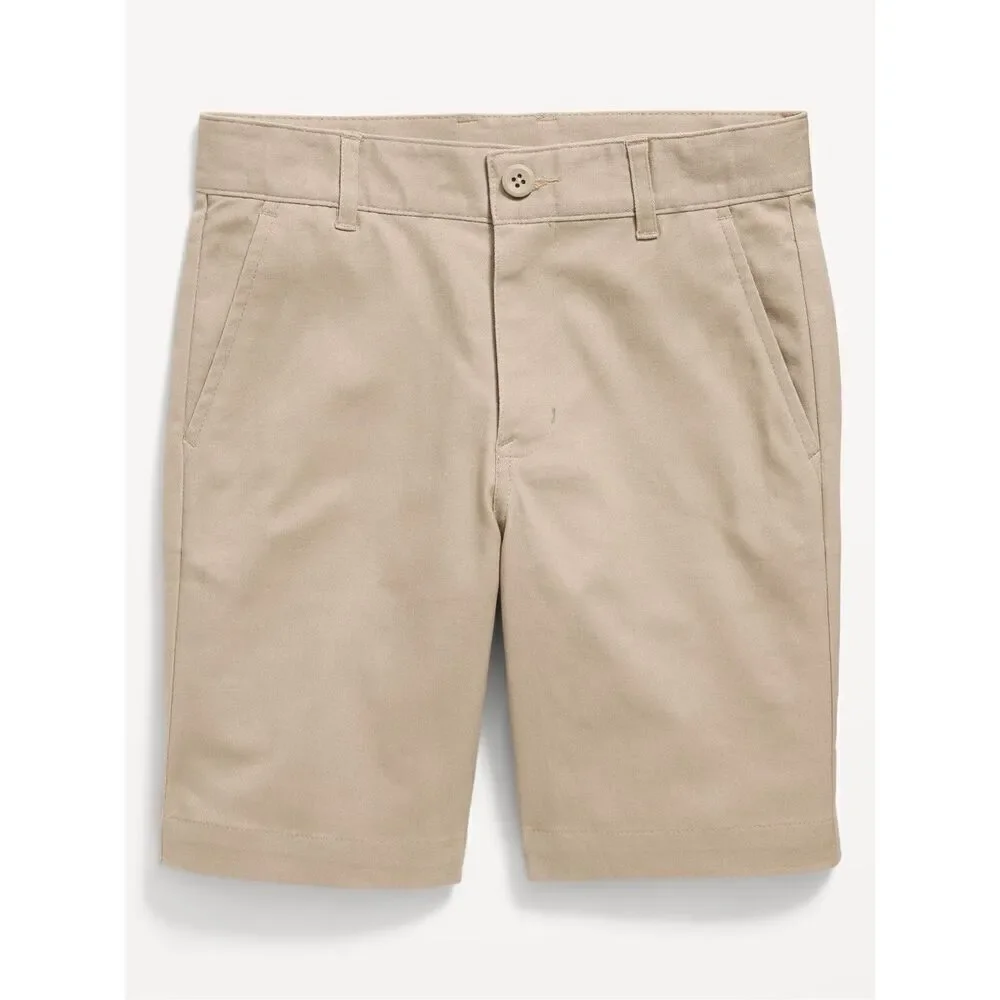 Old Navy Boys Rolled Oats Khaki Uniform Chino Shorts Size 12, Adjustable Waist